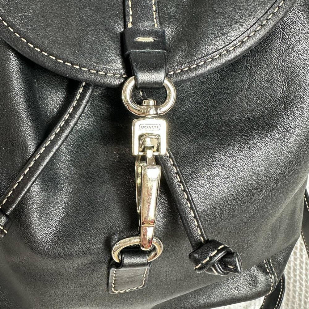 Coach Legacy Studio Drawstring Backpack Black Lea… - image 2